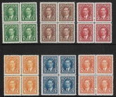 1937  Canada SG.357-62 KGVI  blocks of 4 unmounted mint (MNH)