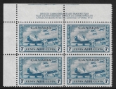 1943  Canada SG.400  7c blue block of 4 unmounted mint (MNH)