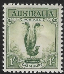 1932  Australia  SG.140a  1/- yellow green Lyrebird. U/M (MNH)