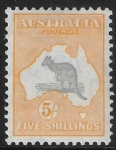 1932  Australia  SG.135  5/- grey and yellow.  U/M (MNH)