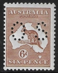 1923  Australia  SG.O76  6d chestnut. perfin 'OS'  U/M (MNH)