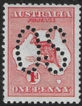 1913 Australia  SG.O2  1d red   perfin 'OS'  lightly mounted mint.
