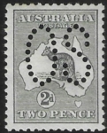 1913 Australia  SG.O3  2d grey   perfin 'OS'  lightly mounted mint.