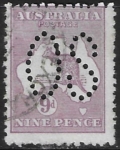 1913  Australia  SG.O9   9d violet  (die2) perfin 'OS'   fine used.