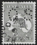 1914  Australia  SG.O18 2d grey  perfin OS  fine used.