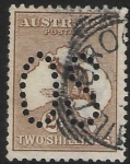 1913  Australia  SG.O11 2/- brown  perfin OS  fine used.