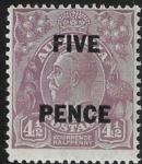 1930  Australia SG.120  5d on 4½d violet  mounted mint.