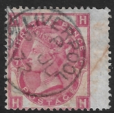 Great Britain 1867- 80  SG.103  3d rose plate 7  'HH' wmk. spray CDS used