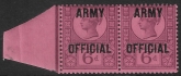 Great Britain  SG.O45  6d purple/rose-red marginal pair  overprinted ARMY OFFICIAL  small hinge remnant on one stamp.