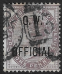 Great Britain SG.O33  1d lilac  overprinted O.W. OFFICIAL.  used