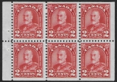 1930 Canada SG.291a 2c scarlet booklet pane of 6 U/M (MNH)