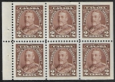 1935  Canada SG.342a  2c brown  booklet pane of 6 (nicely centred) U/M (MNH)