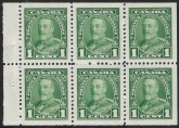 1935  Canada SG.341a  1c green  booklet pane of 6  (nicely centred) mounted mint (one stamp only)