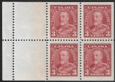 1935 Canada  SG.343a  3c scarlet booklet pane of 4 + 2 labels M/M