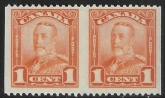 1928  Canada  SG.275 1c orange perf x imperf pair U/M (MNH)