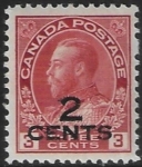 1926 Canada  SG.265  2c on 3c carmine surcharged  M/M