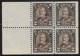 1931  Canada  SG.292ba  2c deep brown booklet pane 4 + 2 labels  3 U/M & 1 M/M