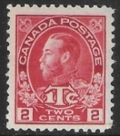 1916  Canada  SG.232  2c + 1c  bright carmine  (die I)  mounted mint