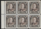 1931  Canada  SG.292a 2c deep brown booklet pane of 6.  nicely centred  U/M (MNH)