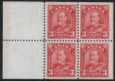 1931 Canada SG.293a  3c scarlet booklet pane of 4 + 2 labels  U/M (MNH)