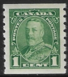 1935 Canada  SG.352 1c green  imperf x perf 8 coil stamp lightly mounted mint.