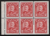1930  Canada  SG.291a  2c scarlet  booklet pane of 6 nicely centred.   U/M (MNH)