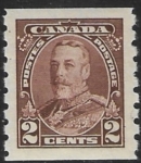 1935 Canada SG.353 2c brown  imperf x perf 8 (coil stamp) U/M (MNH
