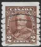 1935 Canada SG.353 2c brown  imperf x perf 8 (coil stamp) fine used