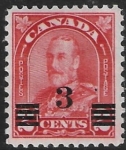 1932  Canada  SG314a  3c on 2c scarlet die II U/M (MNH)