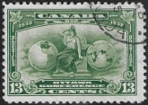 1932  Canada  SG.317 13c green 'Ottawa Conference' fine used
