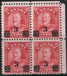 1932  Canada  SG.314  3c on 2c scarlet die I block of 4 U/M (MNH)