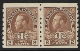 1916  Canada SG.241  2c+1c brown imp x perf 8  pair Die I  mounted mint