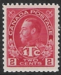 1916 Canada SG.231 2c bright rose red  die 1 U/M (MNH)