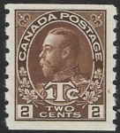 1916 Canada  SG.243 2c+1c deep brown imperf x perf 8 die II  U/M (MNH)