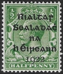 1922  Ireland  SG.1  ½d green  5 line overprint in black by Dollard U/M (MNH)