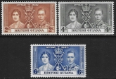 1937  British Guiana  SG.305-7  Coronation set 3 values U/M (MNH)