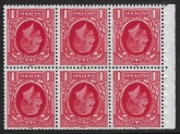 NB23a (SG.440gw)  1d scarlet inverted watermark  booklet pane. perf B4(E) unmounted mint. (MNH) (trimmed perfs)