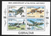 1998  Gibraltar  MS.833  80th Anniv. of Royal Air Force mini sheet U/M (MNH)