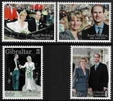 1999 Gibraltar SG.890-3  Royal Wedding set 4 values  U/M (MNH)