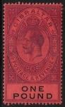 1912 Gibraltar  SG.85  £1 dull purple and black/red  lightly mounted mint.