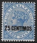 1889  Gibraltar  SG.18  25c on 2½d  bright blue. mounted mint.
