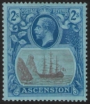 1924-33  Ascension Island  SG.19  2/- grey-black and blue/blue. lightly mounted mint.