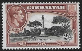 1942 Gibraltar  SG.128b   2/-  black and brown  perf 13  U/M (MNH)