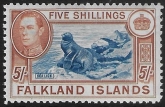 1938 Falkland Islands SG.161  5/- blue and chestnut.  U/M (MNH)