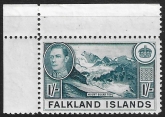 1938 Falkland Islands SG.158a 1/-  light dull blue.  U/M (MNH)