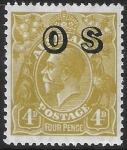 1932  Australia  SG.0126  4d yellow-olive  overprinted 'OS'  very lightly mounted mint.