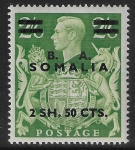 SG. S30 2s.50c  on 2s6d yellow green. B A Somalia. lightly mounted mint.