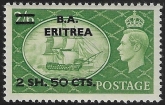 SG.E30  Eritrea  B.A. 2s50c on 2s6d yellow green. lightly mounted mint.