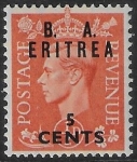 SG.E26   Eritria B. A. 5c on ½d pale orange. lightly mounted mint.