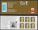 MB4d  6 x 1st Issued 2007 containing sg 2295   with Machin inscription inside. Walsall